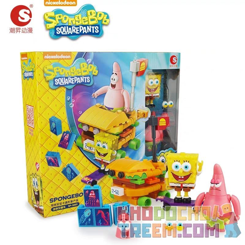 CHAOSHENG SP-S001 S001 SPS001 non  MINI BURGER CAR. bộ đồ chơi xếp lắp ráp ghép mô hình Spongebob Squarepants SPONGE BOB SQUARE PANTS Chú Bọt Biển Tinh Nghịch