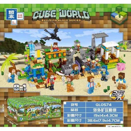 ZHEGAO QL0574 0574 non  KHẢO SÁT THUÊ BAO. bộ đồ chơi xếp lắp ráp ghép mô hình Minecraft CUBE WORLD Game Xây Dựng