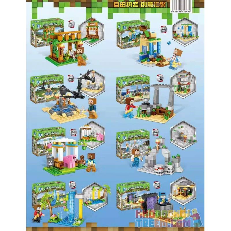 ZHEGAO QL0574 0574 non  KHẢO SÁT THUÊ BAO. bộ đồ chơi xếp lắp ráp ghép mô hình Minecraft CUBE WORLD Game Xây Dựng