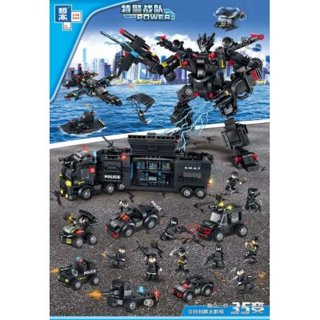 ZHEGAO QL0167 0167 non  THAY ĐỔI MÁY CẢNH SÁT ĐẶC BIỆT 35 bộ đồ chơi xếp lắp ráp ghép mô hình Swat Special Force POWER Đặc Nhiệm 820 khối