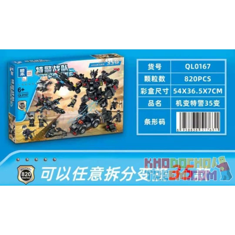 ZHEGAO QL0167 0167 non  THAY ĐỔI MÁY CẢNH SÁT ĐẶC BIỆT 35 bộ đồ chơi xếp lắp ráp ghép mô hình Swat Special Force POWER Đặc Nhiệm 820 khối