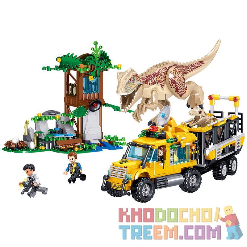 ZHEGAO QL1720 1720 non  XE TẢI RỒNG THÔ bộ đồ chơi xếp lắp ráp ghép mô hình Jurassic World DINOSAUR Thế Giới Khủng Long 582 khối