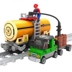 AUSINI 25414 non  TRẠM XĂNG DÒNG CHẢY. bộ đồ chơi xếp lắp ráp ghép mô hình Trains Tàu Hỏa 199 khối