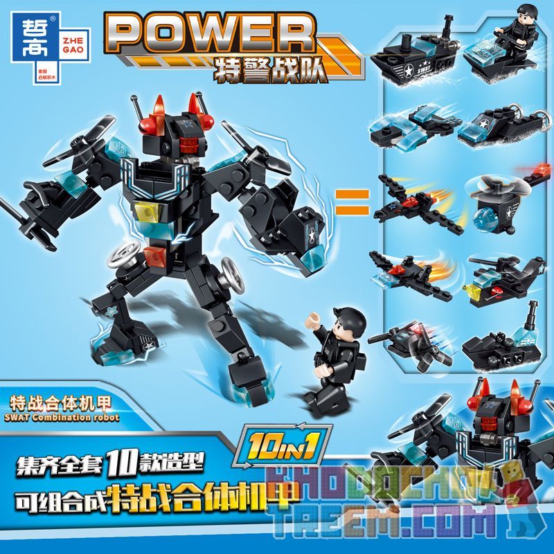 ZHEGAO QL0255 0255 non  TIÊU ĐỀ CẢNH SÁT ĐẶC BIỆT 10IN1 bộ đồ chơi xếp lắp ráp ghép mô hình Swat Special Force POWER Đặc Nhiệm