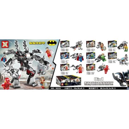 SX 4019 non  BATMAN MACHINE 8 KẾT HỢP bộ đồ chơi xếp lắp ráp ghép mô hình Super Heroes Siêu Nhân Anh Hùng 494 khối