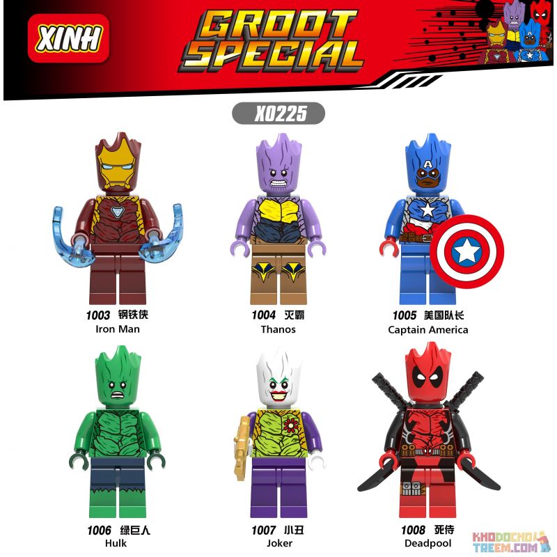 XINH X0225 0225 1003 1004 1005 1006 1007 1008 non  CÂY ĐÀN ÔNG GRRUT. bộ đồ chơi xếp lắp ráp ghép mô hình Collectable Minifigures GROOT SPECIAL Búp Bê Sưu Tầm