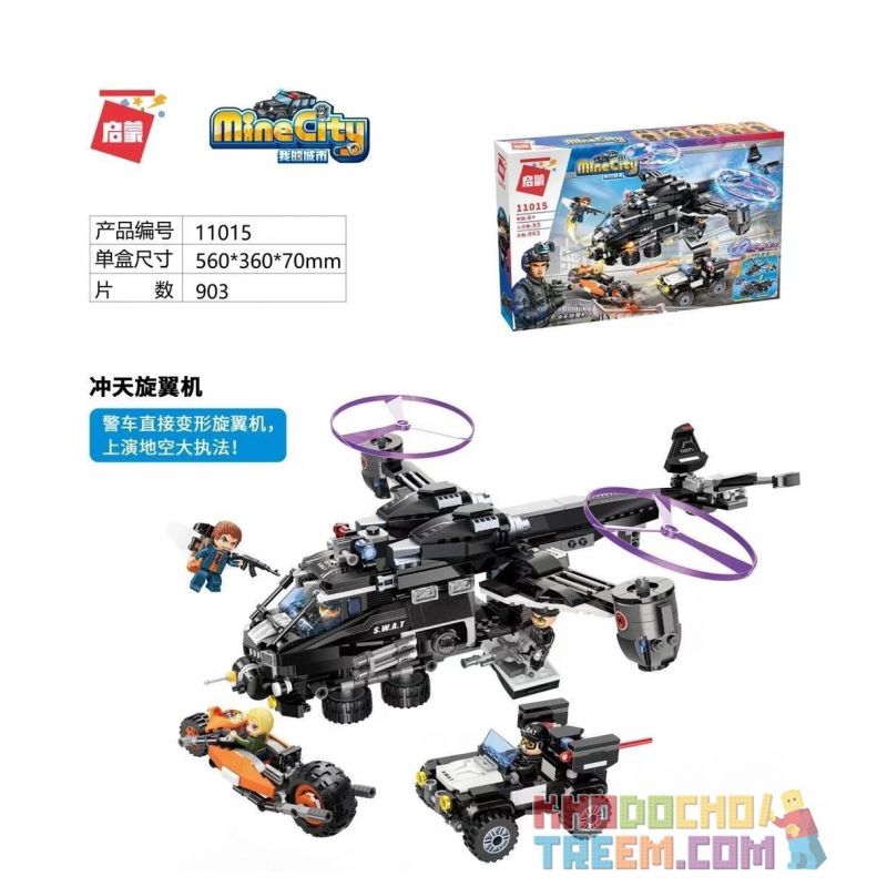 Enlighten 11015 Qman 11015 non  TIANTIAN ROTOR. bộ đồ chơi xếp lắp ráp ghép mô hình Minecity Thành Phố Mỏ 903 khối