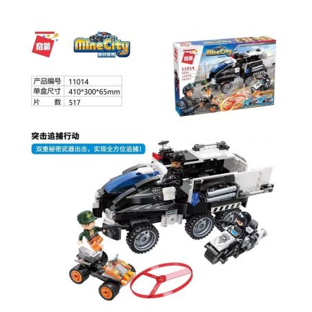 Enlighten 11014 Qman 11014 non  CUỘC TẤN CÔNG THEO ĐUỔI bộ đồ chơi xếp lắp ráp ghép mô hình Minecity Thành Phố Mỏ 517 khối