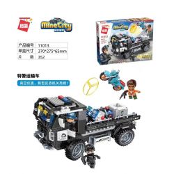 Enlighten 11013 Qman 11013 non  XE VẬN CHUYỂN CẢNH SÁT ĐẶC BIỆT bộ đồ chơi xếp lắp ráp ghép mô hình Minecity Thành Phố Mỏ 352 khối