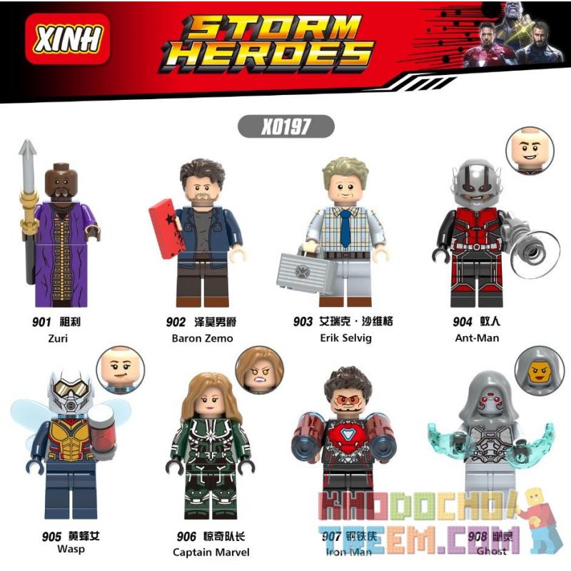 XINH X0197 0197 901 902 903 904 905 906 907 908 non  HÀNG TRĂM NGƯỜI 8 SIÊU ANH HÙNG bộ đồ chơi xếp lắp ráp ghép mô hình Marvel Super Heroes STORM HEROES Siêu Anh Hùng Marvel