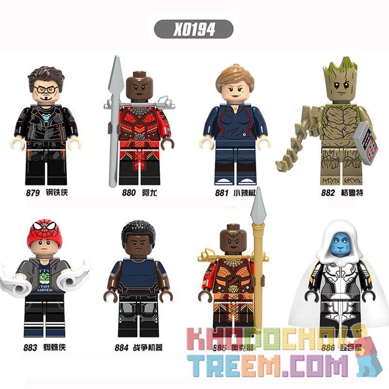 XINH X0194 0194 879 880 881 882 883 884 885 886 non  HÀNG TRĂM NGƯỜI 8 SIÊU ANH HÙNG bộ đồ chơi xếp lắp ráp ghép mô hình Spider-Man STORM HEROES Người Nhện