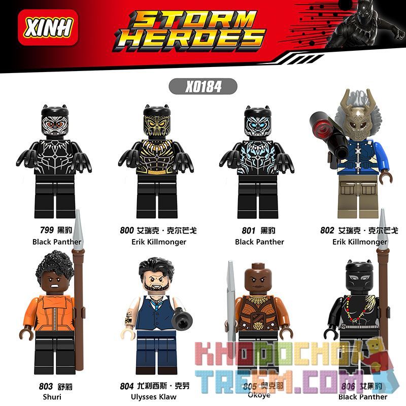 XINH X0184 0184 779 800 842 821 863 884 905 926 non  CON NGƯỜI 8 ĐEN LEOPARD bộ đồ chơi xếp lắp ráp ghép mô hình Marvel Super Heroes STORM HEROES Siêu Anh Hùng Marvel