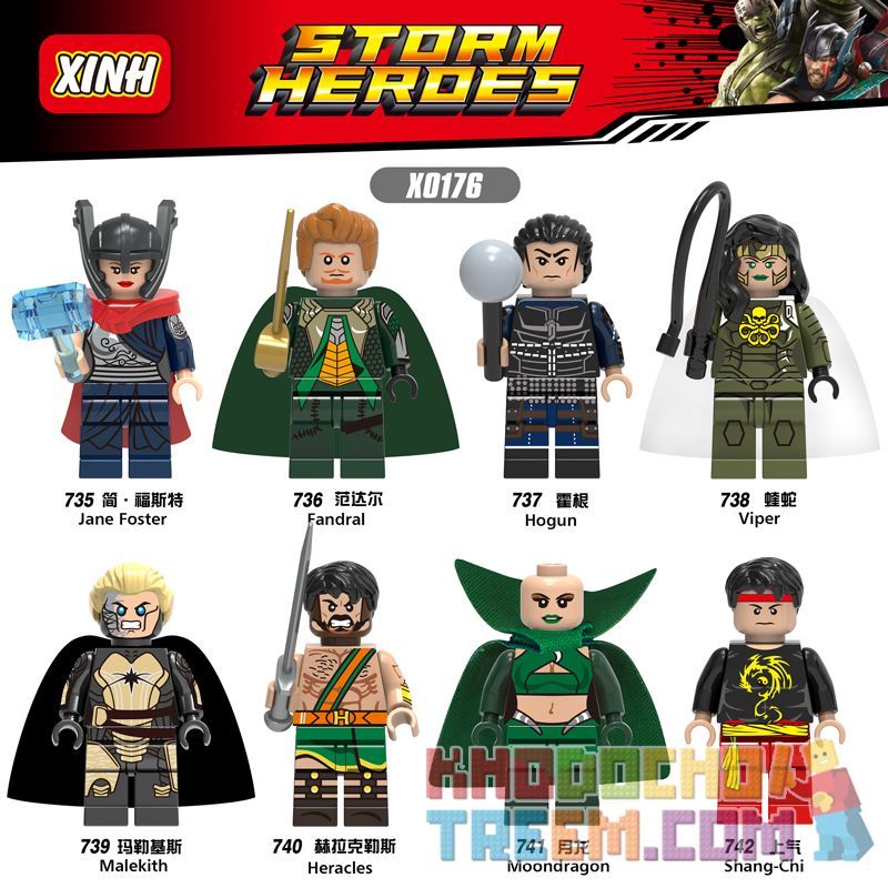 XINH X0176 0176 735 736 737 738 739 740 741 742 non  HÀNG TRĂM NGƯỜI 8 SIÊU ANH HÙNG bộ đồ chơi xếp lắp ráp ghép mô hình Marvel Super Heroes STORM HEROES Siêu Anh Hùng Marvel