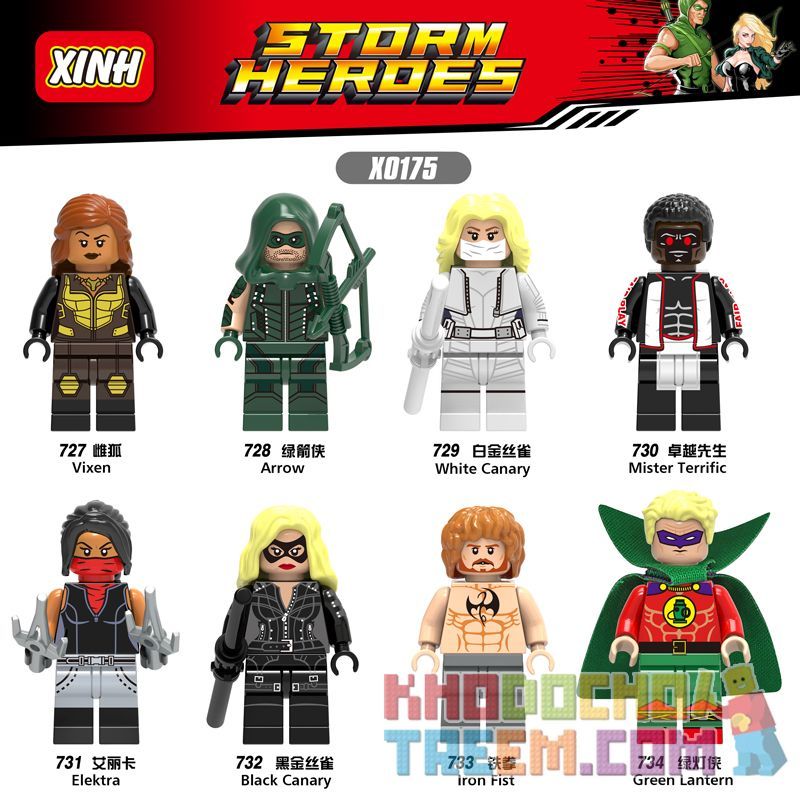 XINH X0175 0175 727 728 729 730 731 732 733 734 non  HÀNG TRĂM NGƯỜI 8 SIÊU ANH HÙNG bộ đồ chơi xếp lắp ráp ghép mô hình Dc Comics Super Heroes STORM HEROES Siêu Anh Hùng Dc