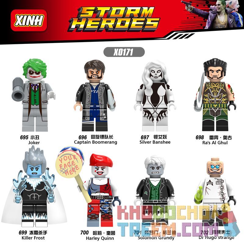 XINH X0171 0171 695 696 697 698 699 700 701 702 non  HÀNG TRĂM NGƯỜI 8 SIÊU ANH HÙNG bộ đồ chơi xếp lắp ráp ghép mô hình Dc Comics Super Heroes STORM HEROES Siêu Anh Hùng Dc