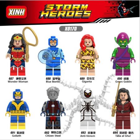 XINH X0170 0170 687 688 689 690 691 692 693 694 non  HÀNG TRĂM NGƯỜI 8 SIÊU ANH HÙNG bộ đồ chơi xếp lắp ráp ghép mô hình Dc Comics Super Heroes STORM HEROES Siêu Anh Hùng Dc