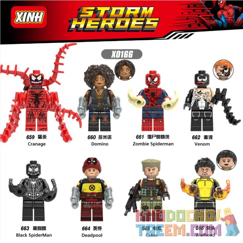 XINH X0166 0166 659 660 661 662 663 664 665 666 non  HÀNG TRĂM NGƯỜI 8 SIÊU ANH HÙNG bộ đồ chơi xếp lắp ráp ghép mô hình Marvel Super Heroes STORM HEROES Siêu Anh Hùng Marvel