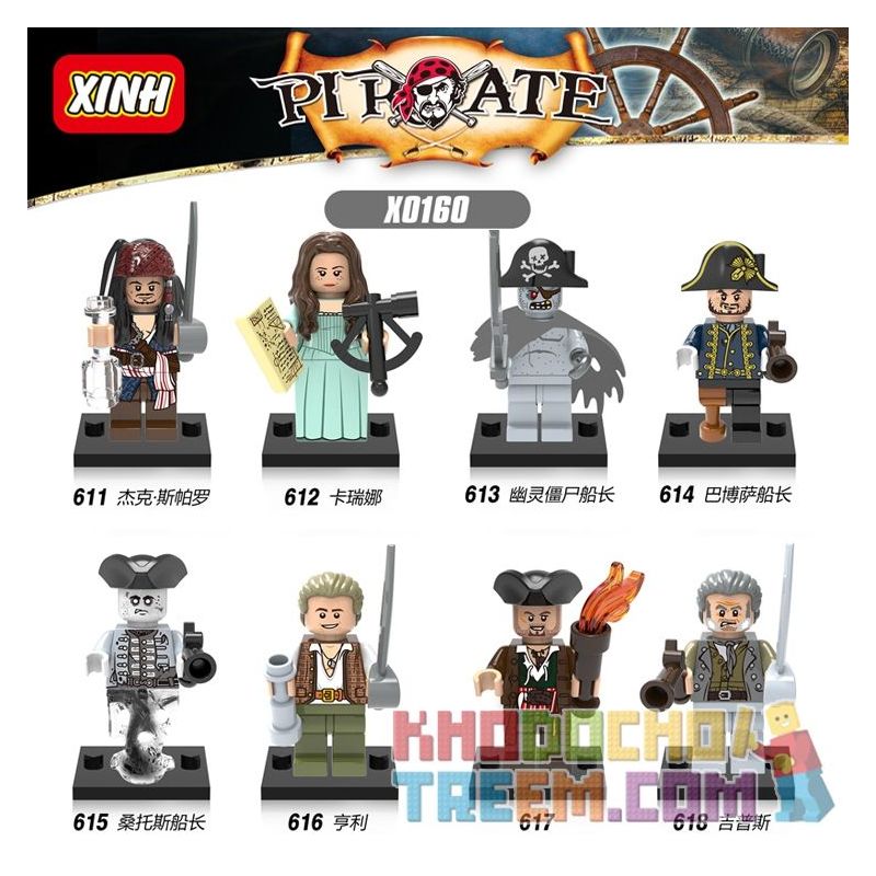 XINH X0160 0160 611 612 613 614 615 616 617 618 non  HÀNG TRĂM NGƯỜI 8 CƯỚP BIỂN CARIBBEAN bộ đồ chơi xếp lắp ráp ghép mô hình Pirates Of The Caribbean Cướp Biển Vùng Caribe