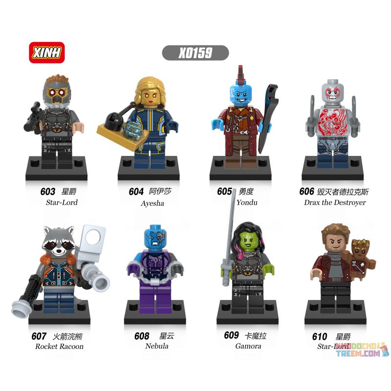 XINH 603 604 605 606 607 608 609 610 X0159 0159 non  HÀNG TRĂM NGƯỜI 8 GALAXY GUARDS 2 bộ đồ chơi xếp lắp ráp ghép mô hình Marvel Super Heroes GUARDIANS OF THE GALAXY VOL. 2 Siêu Anh Hùng Marvel