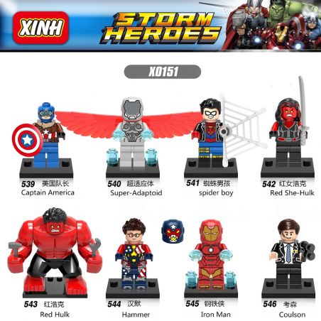 XINH X0151 0151 539 540 541 542 543 544 545 546 non  HÀNG TRĂM NGƯỜI 8 SIÊU ANH HÙNG bộ đồ chơi xếp lắp ráp ghép mô hình Marvel Super Heroes STORM HEROES Siêu Anh Hùng Marvel
