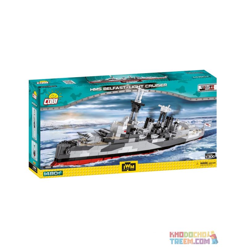 COBI CHARACTER BUILDING 4821 COBI-4821 COBI4821 non  TÀU TUẦN DƯƠNG NHẸ BELFAST. bộ đồ chơi xếp lắp ráp ghép mô hình Military Army HMS BELFAST Quân Sự Bộ Đội 1482 khối