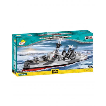 COBI CHARACTER BUILDING 4821 COBI-4821 COBI4821 non  TÀU TUẦN DƯƠNG NHẸ BELFAST. bộ đồ chơi xếp lắp ráp ghép mô hình Military Army HMS BELFAST Quân Sự Bộ Đội 1482 khối
