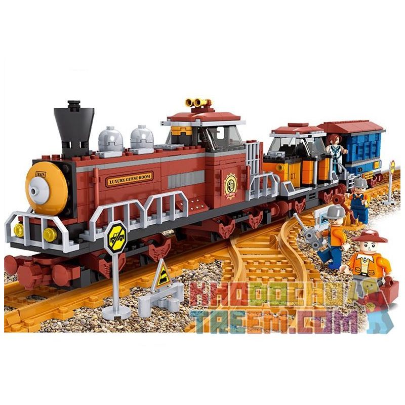 AUSINI 25710 non  ĐƯỜNG TRUNK MỚI PHƯƠNG TÂY bộ đồ chơi xếp lắp ráp ghép mô hình City TRAINS Thành Phố 662 khối