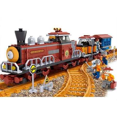 AUSINI 25710 non  ĐƯỜNG TRUNK MỚI PHƯƠNG TÂY bộ đồ chơi xếp lắp ráp ghép mô hình City TRAINS Thành Phố 662 khối