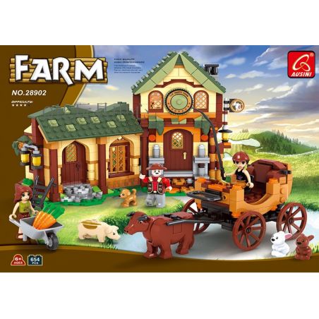 AUSINI 28902 non  TRANG TRẠI bộ đồ chơi xếp lắp ráp ghép mô hình City FARM Thành Phố 654 khối