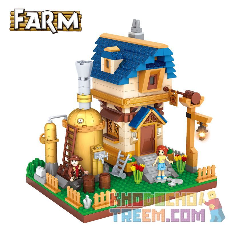 AUSINI 28801 non  NHÀ MÁY RƯỢU VANG. bộ đồ chơi xếp lắp ráp ghép mô hình City FARM Thành Phố 453 khối