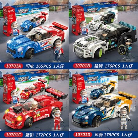 GUDI 10701A 10701B 10701C 10701D non  CITY RACING 4 LIGHTNING ÍT HƠN PHANTOM GIÓ bộ đồ chơi xếp lắp ráp ghép mô hình Racers SPEED RACER Đua Tốc Độ 692 khối