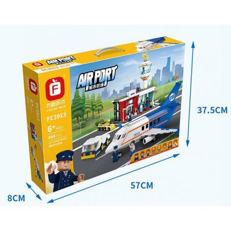 FORANGE FC3913 3913 non  SÂN BAY TRUNG TÂM THÀNH PHỐ bộ đồ chơi xếp lắp ráp ghép mô hình AIRPORT 864 khối
