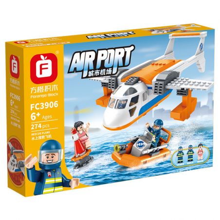 FORANGE FC3906 3906 non  MÁY BAY TÌM KIẾM VÀ CỨU HỘ NƯỚC bộ đồ chơi xếp lắp ráp ghép mô hình AIRPORT RESCUE PLANE 274 khối