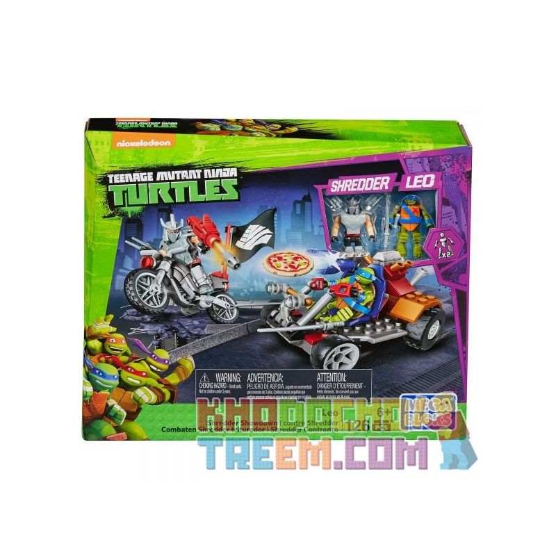 MEGA BLOKS DPW80 non  RIO VÀ SCHLEIDE. bộ đồ chơi xếp lắp ráp ghép mô hình Teenage Mutant Ninja Turtles LEO SHREDDER SHOWDOWN Ninja Rùa 126 khối