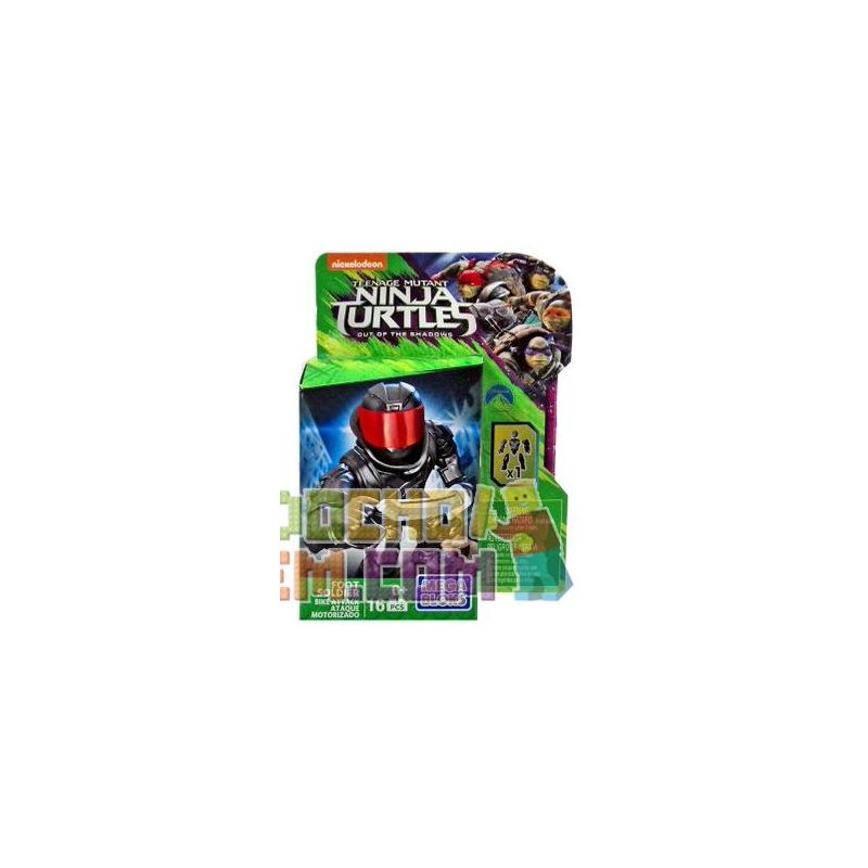 MEGA BLOKS DRM97 non  CHÂN XE ĐẠP TẤN CÔNG bộ đồ chơi xếp lắp ráp ghép mô hình Teenage Mutant Ninja Turtles FOOT SOLDIER BIKE ATTACK Ninja Rùa 16 khối
