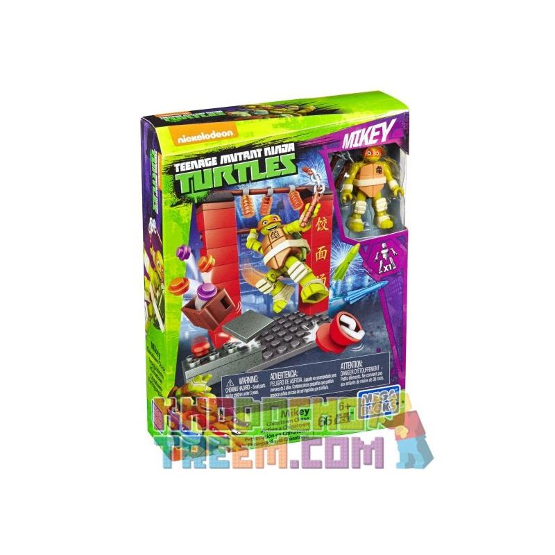 MEGA BLOKS DPW79 non  CUỘC RƯỢT ĐUỔI CỦA KHU PHỐ TÀU MICKEY bộ đồ chơi xếp lắp ráp ghép mô hình Teenage Mutant Ninja Turtles MIKEY CHINATOWN CHASE Ninja Rùa 66 khối