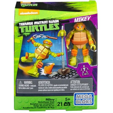 MEGA BLOKS DPW77 non  MICKEY VÀ ĐÈN ĐƯỜNG bộ đồ chơi xếp lắp ráp ghép mô hình Teenage Mutant Ninja Turtles MIKEY STREETLAMP SLAM Ninja Rùa 21 khối