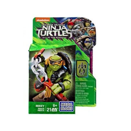 MEGA BLOKS DPW17 non  CƯỚP BIỂN bộ đồ chơi xếp lắp ráp ghép mô hình Teenage Mutant Ninja Turtles MICKEY PIRATE Ninja Rùa 21 khối