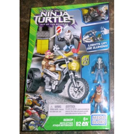 MEGA BLOKS DPW11 non  XE MÁY CỦA LỢN bộ đồ chơi xếp lắp ráp ghép mô hình Teenage Mutant Ninja Turtles BEBOP MOTO ATTACK Ninja Rùa 82 khối