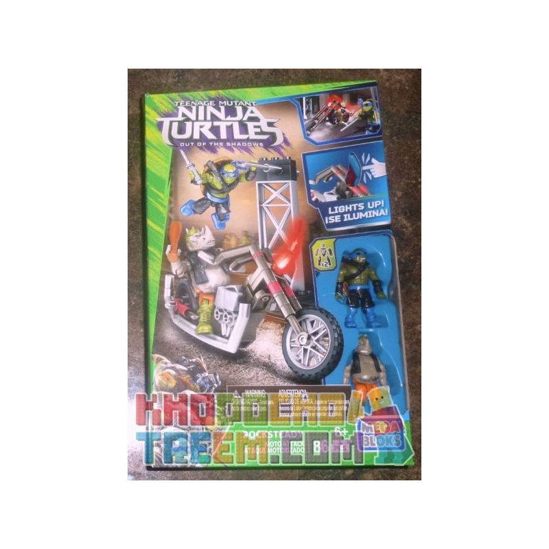 MEGA BLOKS DPF79 non  XE MÁY GIA SÚC. bộ đồ chơi xếp lắp ráp ghép mô hình Teenage Mutant Ninja Turtles ROCKSTEADY MOTO ATTACK Ninja Rùa 86 khối