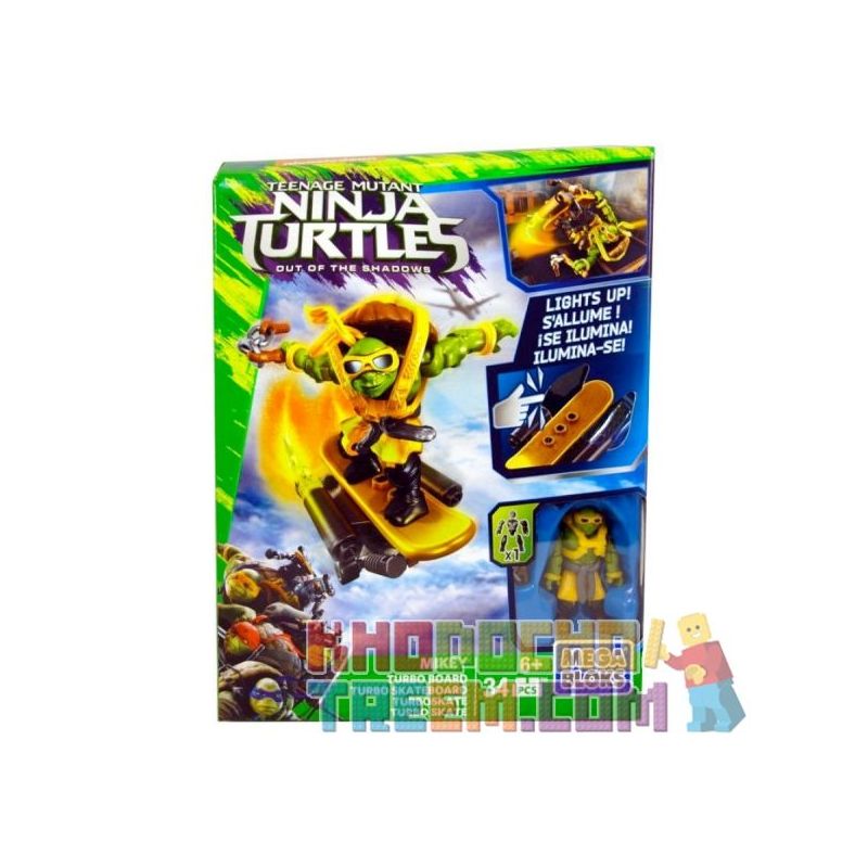 MEGA BLOKS DPF76 non  VÁN TRƯỢT TUABIN bộ đồ chơi xếp lắp ráp ghép mô hình Teenage Mutant Ninja Turtles TURBO BOARD Ninja Rùa 34 khối
