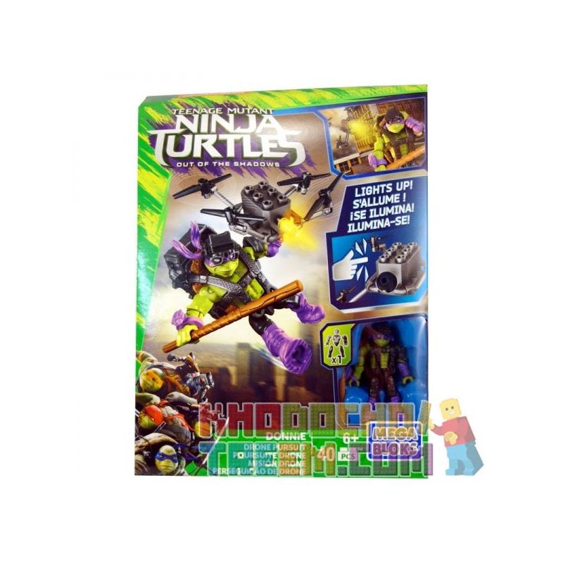 MEGA BLOKS DPF75 non  DRONE ĐUỔI THEO bộ đồ chơi xếp lắp ráp ghép mô hình Teenage Mutant Ninja Turtles DRONE PURSUIT Ninja Rùa 40 khối
