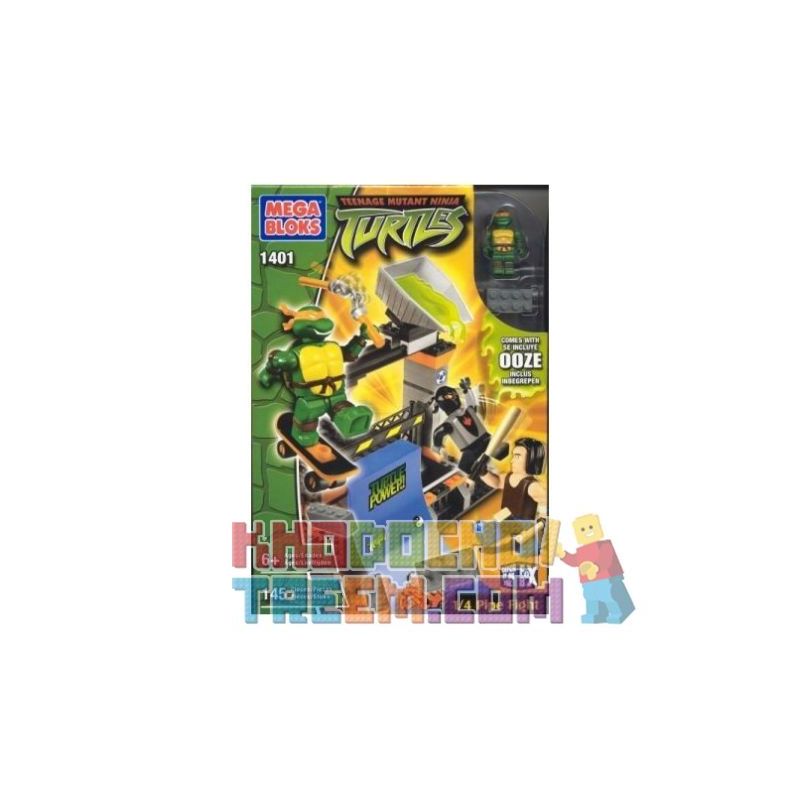 MEGA BLOKS 1401 non  1 4 TRẬN CHIẾN ĐƯỜNG ỐNG bộ đồ chơi xếp lắp ráp ghép mô hình Teenage Mutant Ninja Turtles 1/4 PIPE FIGHT Ninja Rùa 145 khối