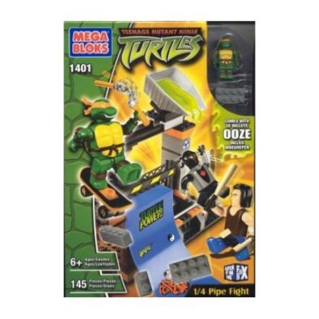 MEGA BLOKS 1401 non  1 4 TRẬN CHIẾN ĐƯỜNG ỐNG bộ đồ chơi xếp lắp ráp ghép mô hình Teenage Mutant Ninja Turtles 1/4 PIPE FIGHT Ninja Rùa 145 khối