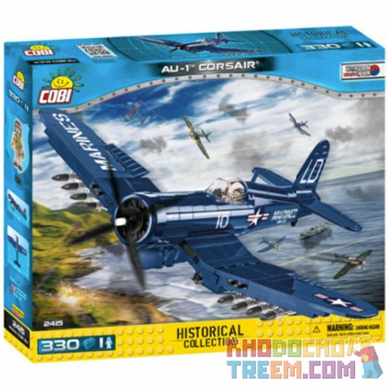 COBI CHARACTER BUILDING COBI-2415 2415 COBI2415 non  MÁY BAY CHIẾN ĐẤU CƯỚP BIỂN AU-1 bộ đồ chơi xếp lắp ráp ghép mô hình Military Army AU-1 CORSAIR Quân Sự Bộ Đội 320 khối