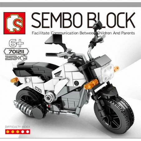 SEMBO 701211 non  XE MÁY PHIÊU LƯU ĐẠP HONDA NAVI 110 bộ đồ chơi xếp lắp ráp ghép mô hình Motorcycle Motorbike Xe Hai Bánh 253 khối