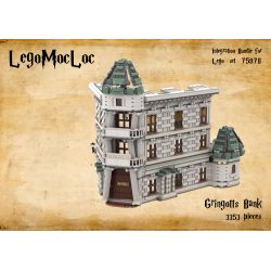 MorkModel 032101 Mork Model 032101 REBRICKABLE MOC-53748 53748 MOC53748 non  NGÂN HÀNG NIKHA LANE bộ đồ chơi xếp lắp ráp ghép mô hình Harry Potter GRINGOTTS BANK & UKRANIAN IRONBELLY DRAGON - DIAGON ALLEY Chú Bé Phù Thủy 3924 khối