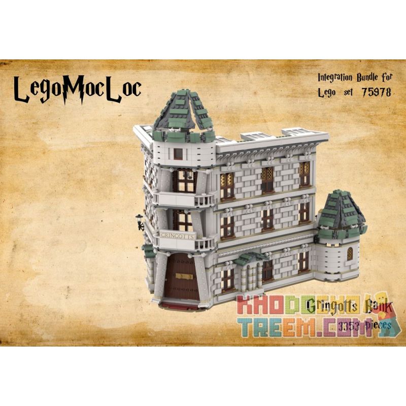 MorkModel 032101 Mork Model 032101 REBRICKABLE MOC-53748 53748 MOC53748 non  NGÂN HÀNG NIKHA LANE bộ đồ chơi xếp lắp ráp ghép mô hình Harry Potter GRINGOTTS BANK & UKRANIAN IRONBELLY DRAGON - DIAGON ALLEY Chú Bé Phù Thủy 3924 khối