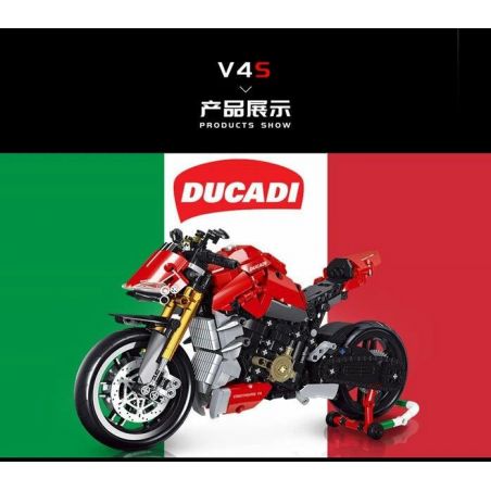SHENZHEN RAEL ENTERTAINMENT 50051 non  DUKADI PANIGALE V4S. bộ đồ chơi xếp lắp ráp ghép mô hình  DUCATI V4S Kỹ Thuật Công Nghệ Cao Mô Hình Phương Tiện 827 khối