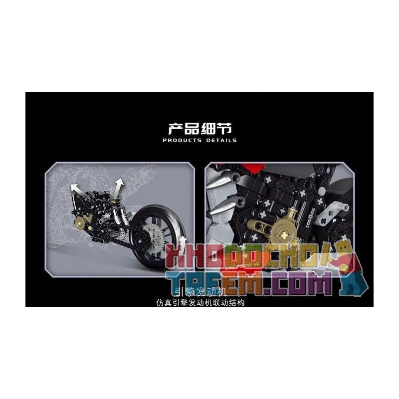 SHENZHEN RAEL ENTERTAINMENT 50051 non  DUKADI PANIGALE V4S. bộ đồ chơi xếp lắp ráp ghép mô hình  DUCATI V4S Kỹ Thuật Công Nghệ Cao Mô Hình Phương Tiện 827 khối